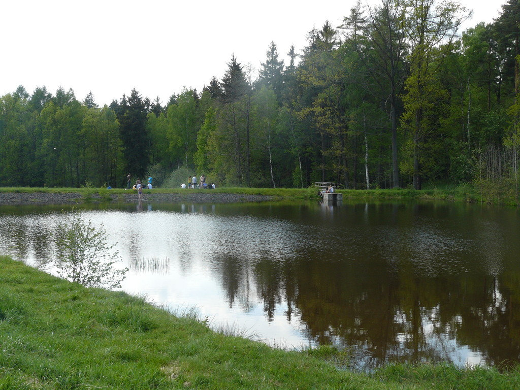 Odpolední odpočinkový program u rybníka. Je možno hrát deskovky, koupat se v rybníce nebo prostě jen tak lenošit po probdělé noci